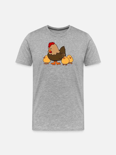 Chicken family - Männer Premium Bio T-Shirt - Grau meliert