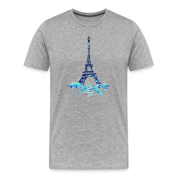 Eiffelturm  - Männer Premium Bio T-Shirt - Grau meliert - Vorne - Damien (186cm)