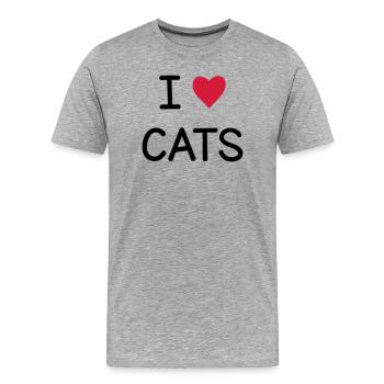 I love Cats cadeau pour les amis chats - T-shirt bio Premium Homme - gris chiné - Devant - Damien (186cm)