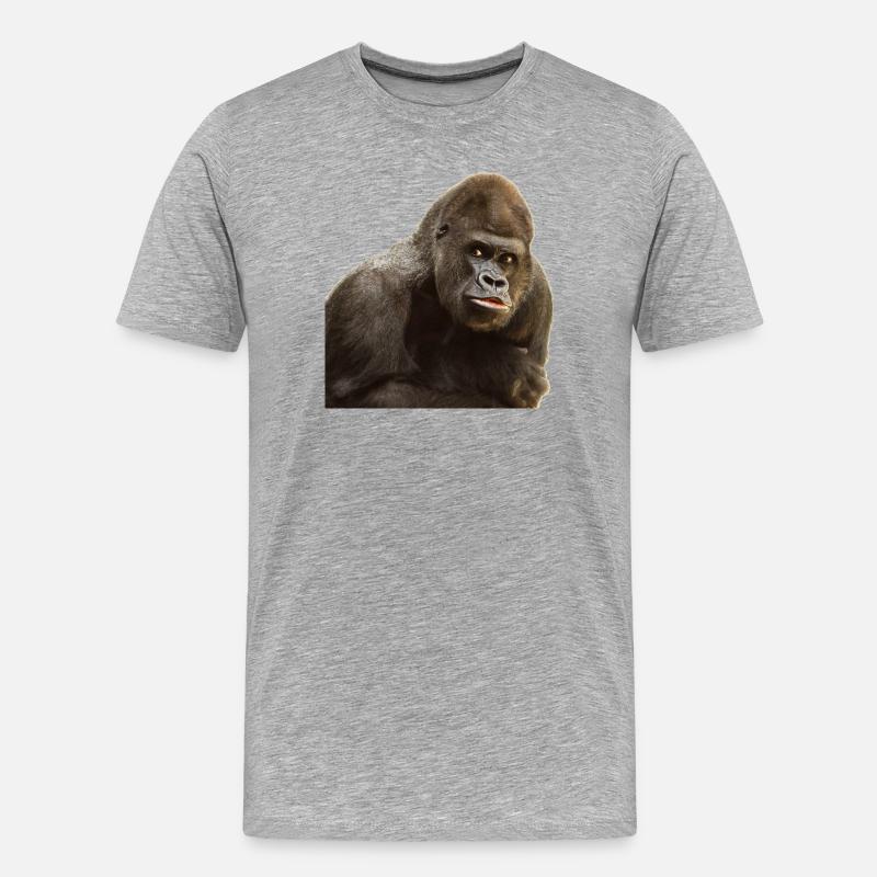 Gorilla - Männer Premium Bio T-Shirt - Grau meliert