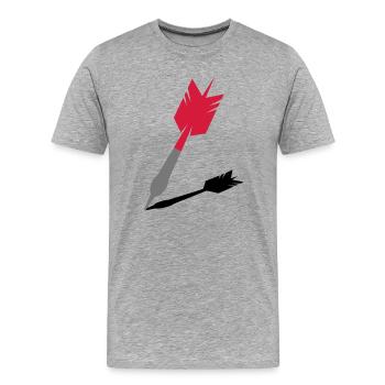 Dartpfeil mit Schatten - Männer Premium Bio T-Shirt - Grau meliert - Vorne - Damien (186cm)