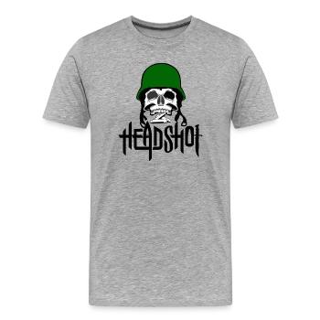 Soldat,Armee,Skull,Metal,Totenkopf, - Männer Premium Bio T-Shirt - Grau meliert - Vorne - Damien (186cm)