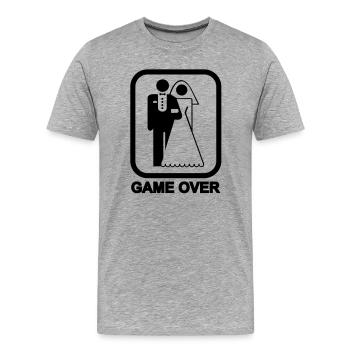 Game Over - Männer Premium Bio T-Shirt - Grau meliert - Vorne - Damien (186cm)