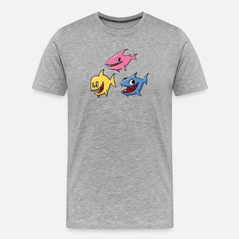 Fischgruppe - Männer Premium Bio T-Shirt - Grau meliert