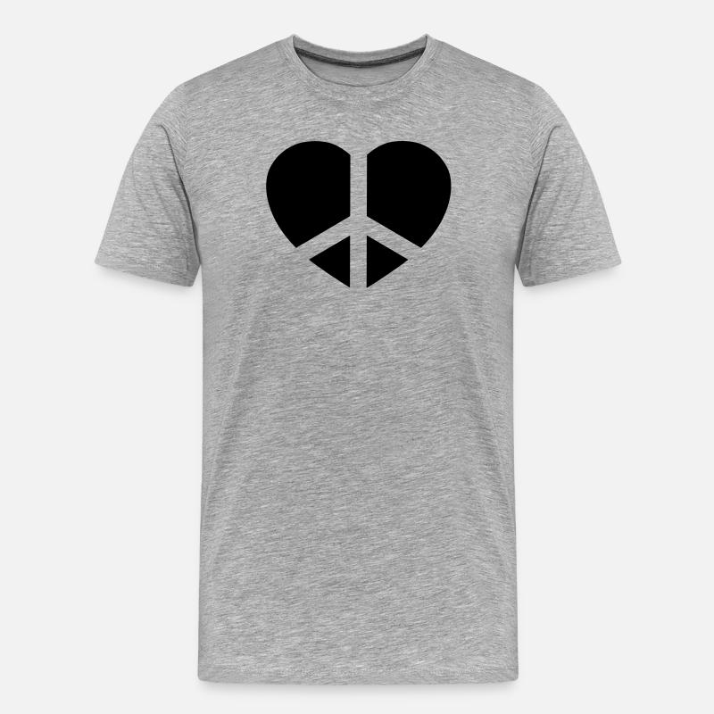 Frieden & Liebe - Männer Premium Bio T-Shirt - Grau meliert