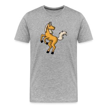 Pferdchen - Männer Premium Bio T-Shirt - Grau meliert - Vorne - Damien (186cm)