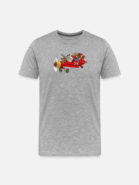 Santa on the plane - Men's Premium Organic T-Shirt - heather grey