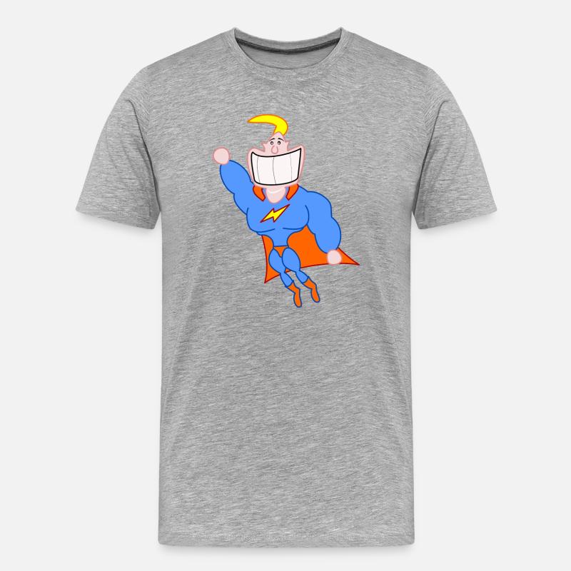 Lustiger Superheld - Männer Premium Bio T-Shirt - Grau meliert