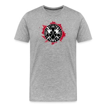 boussole vegvisir du Nord Sanglante - T-shirt bio Premium Homme - gris chiné - Devant - Damien (186cm)
