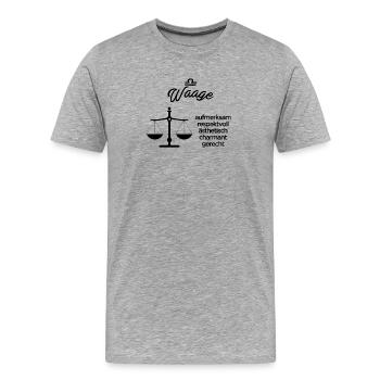 Sternzeichen Waage - Männer Premium Bio T-Shirt - Grau meliert - Vorne - Damien (186cm)