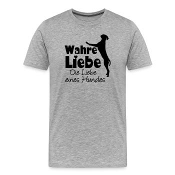Wahre Liebe - Hund Haustier Tier Geschenk Spruch - Männer Premium Bio T-Shirt - Grau meliert - Vorne - Damien (186cm)