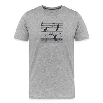 Musique de chat, chats, musique, musique - T-shirt bio Premium Homme - gris chiné - Devant - Damien (186cm)