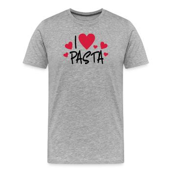 Pasta - Männer Premium Bio T-Shirt - Grau meliert - Vorne - Damien (186cm)