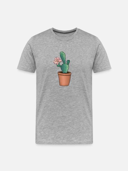 Kaktusblüte - Männer Premium Bio T-Shirt - Grau meliert