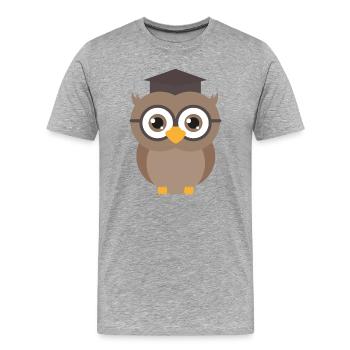 Graduation Owl - Men's Premium Organic T-Shirt - heather grey - Front - Damien (186cm)