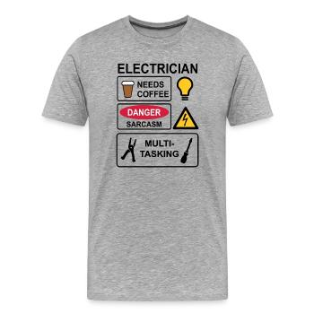 Electrician - Men's Premium Organic T-Shirt - heather grey - Front - Damien (186cm)