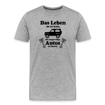 Offroad ,Geländewagen , 4x4 Fun , Das Leben..(25) - Männer Premium Bio T-Shirt - Grau meliert - Vorne - Damien (186cm)
