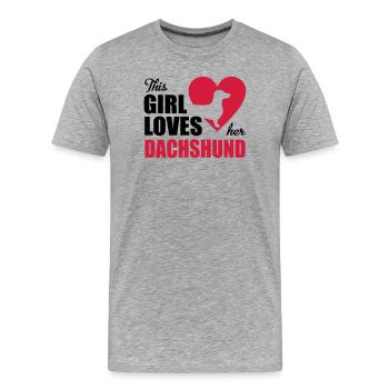 Dackel - Männer Premium Bio T-Shirt - Grau meliert - Vorne - Damien (186cm)