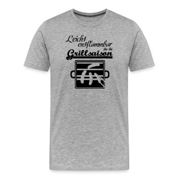 Grillsaison Grill grillen Sommer Party Geschenk - Männer Premium Bio T-Shirt - Grau meliert - Vorne - Damien (186cm)