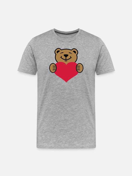 Herz | Bärchen | Heart | Bear - Men's Premium Organic T-Shirt - heather grey