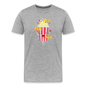 Popcorn Grignots Kino Canapé Fast Food Chips - T-shirt bio Premium Homme - gris chiné - Devant - Damien (186cm)