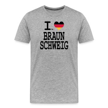 J'aime Brunswick - T-shirt bio Premium Homme - gris chiné - Devant - Damien (186cm)