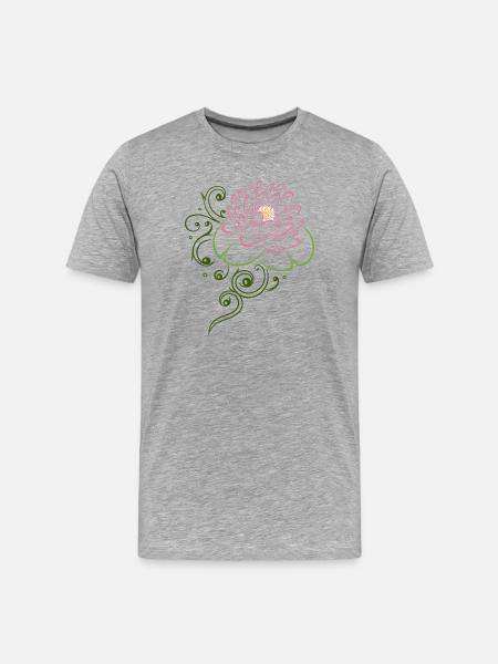 Fleur de lotus avec des feuilles de nénuphar. Lotus. - T-shirt bio Premium Homme - gris chiné