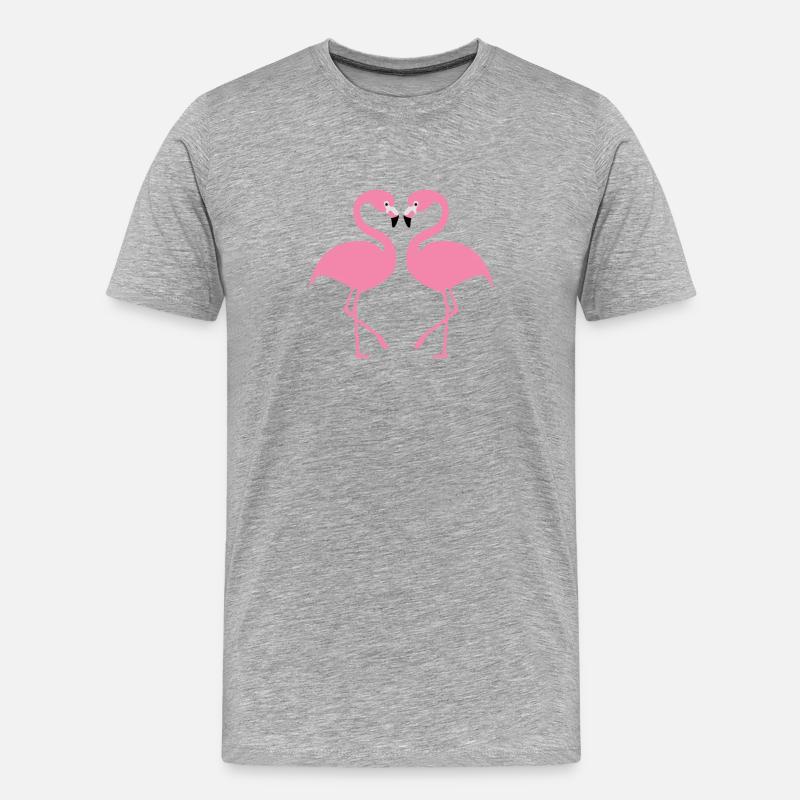 Flamingos - Männer Premium Bio T-Shirt - Grau meliert