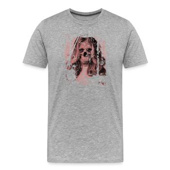 Skull girl red - Men's Premium Organic T-Shirt - heather grey - Front - Damien (186cm)