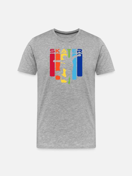 Skater Kids Rainbow Silhouette - Men's Premium Organic T-Shirt - heather grey