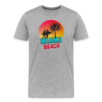 Miami Beach / Retro / Geschenk / USA - Männer Premium Bio T-Shirt - Grau meliert - Vorne - Damien (186cm)