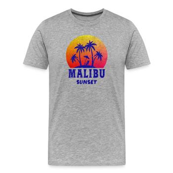 Malibu Sunset / Kalifornien / Geschenk / Retro - Männer Premium Bio T-Shirt - Grau meliert - Vorne - Damien (186cm)