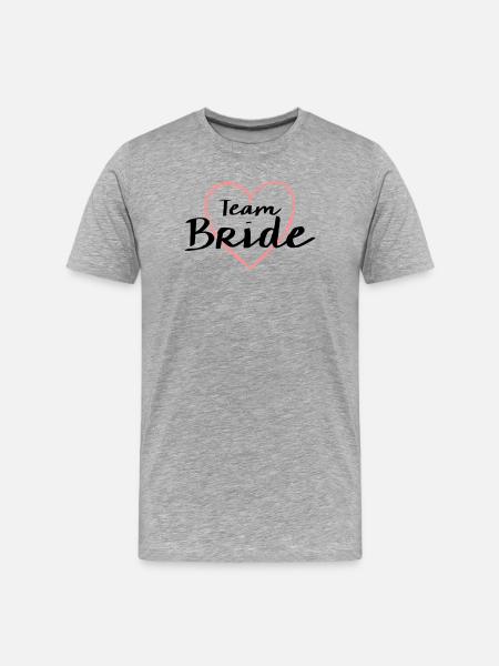 Team Bride Herz Junggesellenabschied - Männer Premium Bio T-Shirt - Grau meliert