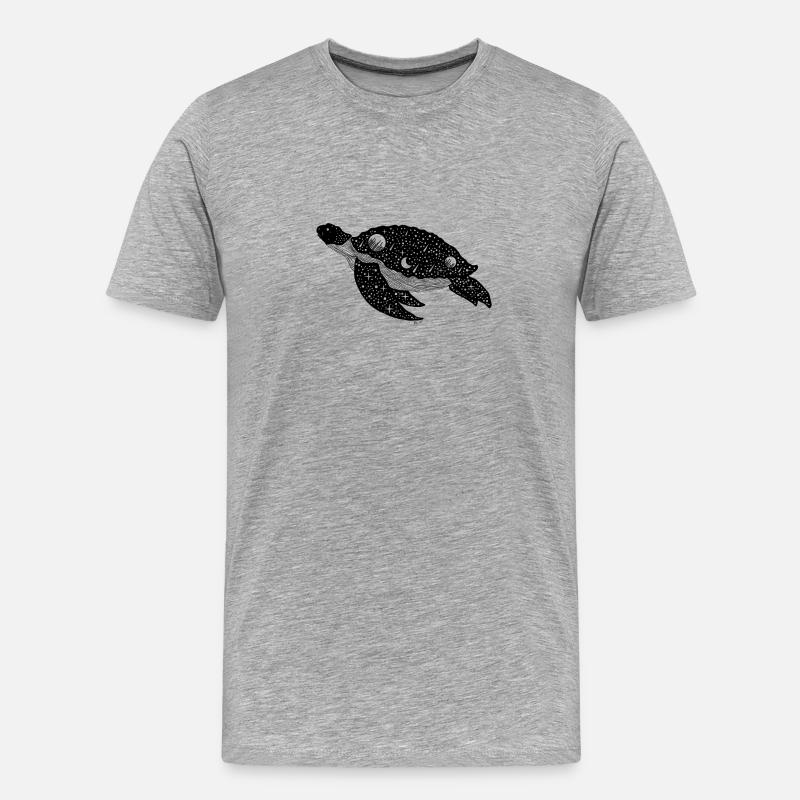 Nacht Silhouette Schildkröte - Männer Premium Bio T-Shirt - Grau meliert