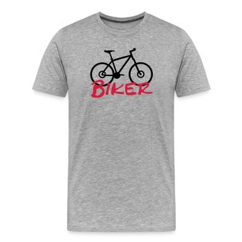biker - Men's Premium Organic T-Shirt - heather grey - Front - Damien (186cm)
