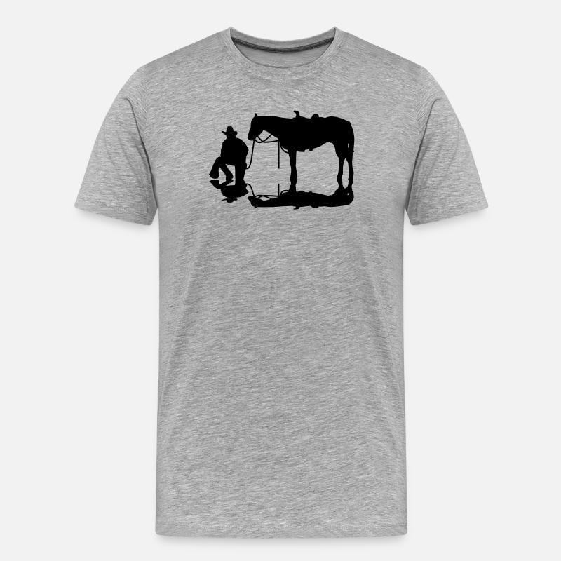 Cowboy - Männer Premium Bio T-Shirt - Grau meliert