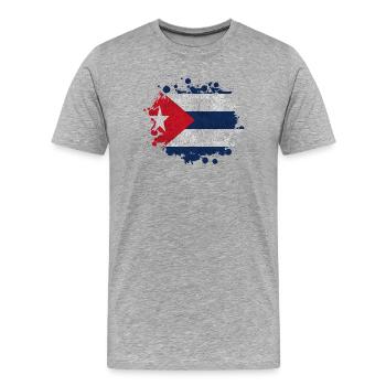 Kuba Klecks / Geschenk Havanna Flagge Karibik - Männer Premium Bio T-Shirt - Grau meliert - Vorne - Damien (186cm)
