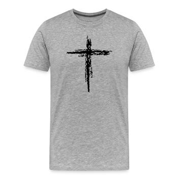 Kreuz - Männer Premium Bio T-Shirt - Grau meliert - Vorne - Damien (186cm)
