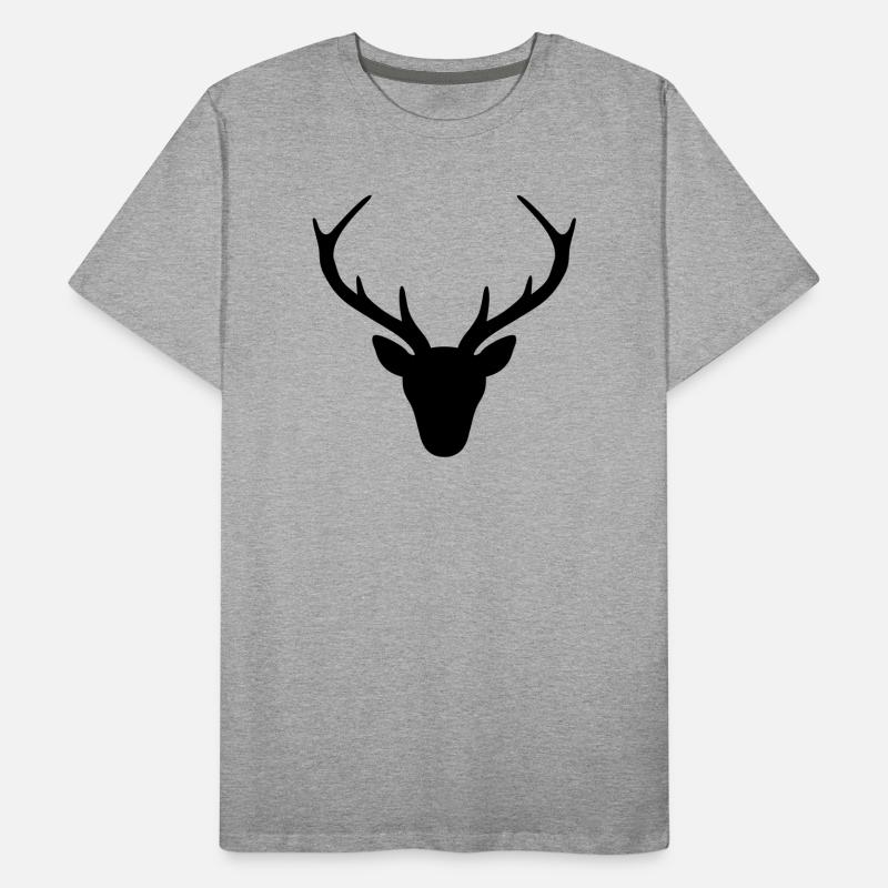 Hirsch Geweih Silhouette Jagd Jäger Geschenk Männer Premium Bio T-Shirt