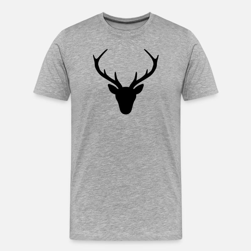 Hirsch Geweih Silhouette Jagd Jäger Geschenk - Männer Premium Bio T-Shirt - Grau meliert