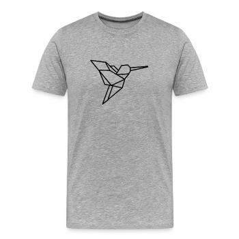 Oiseau origami - T-shirt bio Premium Homme - gris chiné - Devant - Damien (186cm)