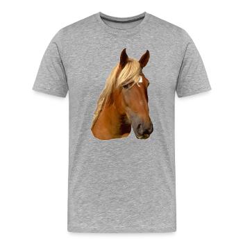 Tête de cheval - T-shirt bio Premium Homme - gris chiné - Devant - Damien (186cm)