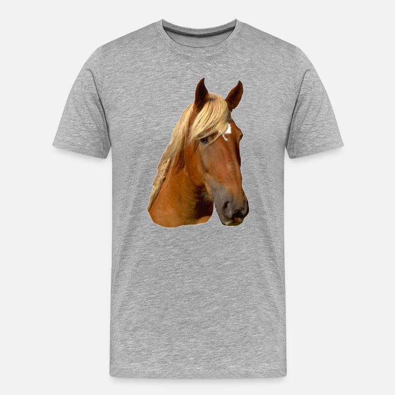 Pferd frontal - Männer Premium Bio T-Shirt - Grau meliert