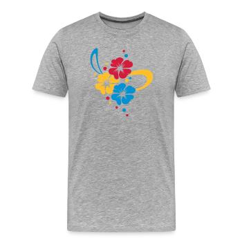Bouquet de fleurs avec ruban - T-shirt bio Premium Homme - gris chiné - Devant - Damien (186cm)