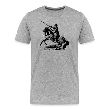 Ritter auf einem Pferd - Männer Premium Bio T-Shirt - Grau meliert - Vorne - Damien (186cm)