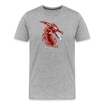Drachen - Männer Premium Bio T-Shirt - Grau meliert - Vorne - Damien (186cm)
