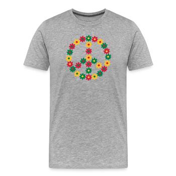 Rasta Friedenszeichen - Männer Premium Bio T-Shirt - Grau meliert - Vorne - Damien (186cm)