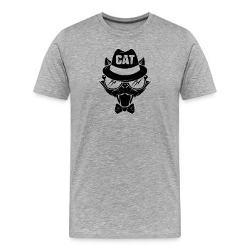Chat chaton miaou chat domestique oeil de chat - T-shirt bio Premium Homme - gris chiné - Devant - Damien (186cm)