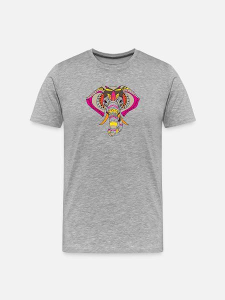 Tribal Elefant Muster - Männer Premium Bio T-Shirt - Grau meliert