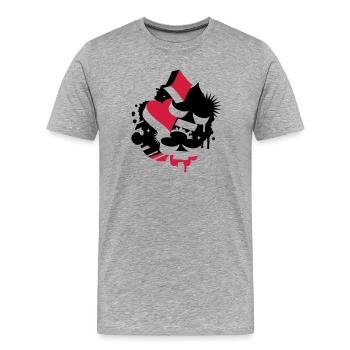 Vier Spielkarten Symbole Herz, Pik, Karo und - Männer Premium Bio T-Shirt - Grau meliert - Vorne - Damien (186cm)